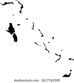 Map of The Bahamas Silhouette Design on White Background
