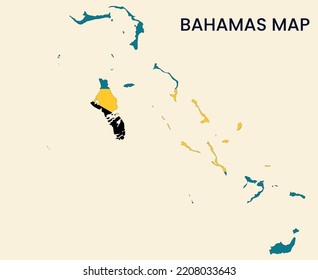 Map of Bahamas, Map of Bahamas 
 vector design Illustration,  Map of Bahamas  With the flag, the National Flag of Bahamas ,
