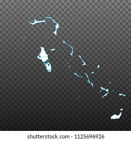 Map of Bahamas. Vector illustration on transparent background. Items are placed on separate layers and editable. Vector illustration eps 10.