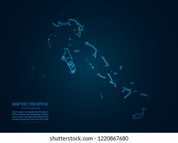 Map of Bahamas,Abstract mash line and point scales on dark background for your web site design map logo, app, ui,Travel. Vector illustration eps 10.