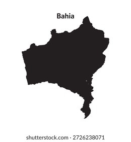 map of bahia brazil state in black color