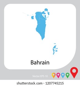 Map of bahrain abstract corlor blue on white background frame.vector illustration eps 10.