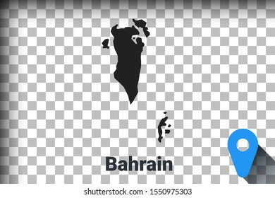 Map of Bahrain, black map on a transparent background. alpha channel transparency simulation in png. vector illustration