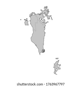 Karte von Bahrain unterteilt in Regionen. Übersicht. Vektorgrafik.