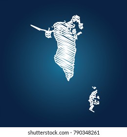 Map of Bahrain, Drawing map on blackboard of Bahrain. drawn on chalkboard with scribbled map of Bahrain can be use for education. vector illustration.