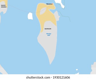 Map of Bahrain. Map is drawn in high detail and for clarity shows only major cities. Country is drawn with neighboring countries.