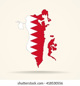 Map of Bahrain in Bahrain flag colors

