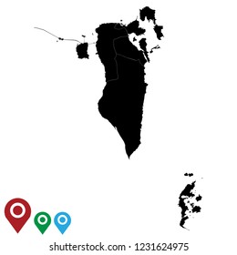 Map of Bahrain, High Detailed  Map of Bahrain isolated on white background.Vector illustration eps 10