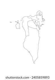 Mapa de la silueta vectorial de alto nivel de Bahréin y contorno Gráfico, banderas del mundo, mapa de bahréin