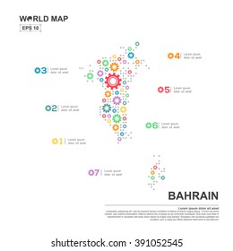 Map Of Bahrain Infographic design template with gear chain