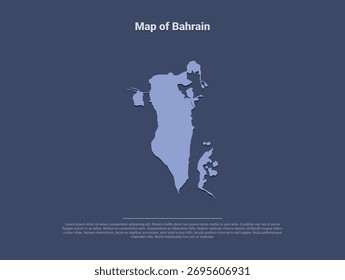 Map of Bahrain, minimalist vector silhouette in soft blue on dark background