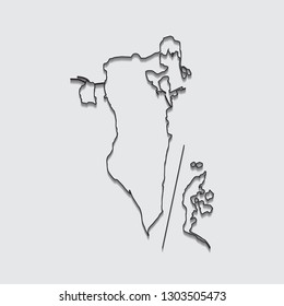 Map of Bahrain with shadow on gray background.eps10
