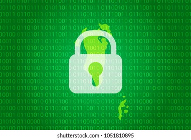 Map of Bahrain. vector illustration with lock and binary code background. internet blocking,virus attack, privacy protect
