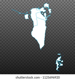 Map of Bahrain. Vector illustration on transparent background. Items are placed on separate layers and editable. Vector illustration eps 10.