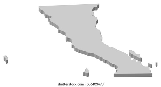 Map - Baja California (Mexico) - 3D-Illustration