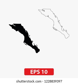 Map of  Baja California Sur, Mexico. Vector