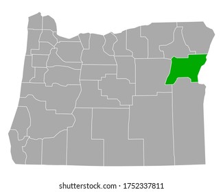 Map of Baker in Oregon on white