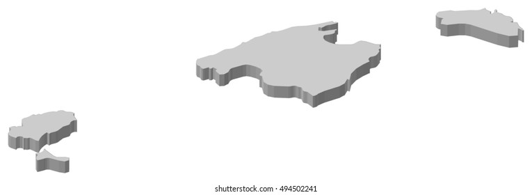 Map - Balearic Islands (Spain) - 3D-Illustration