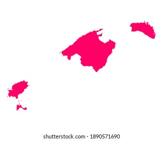 Map of Balearic Islands as vector illustration