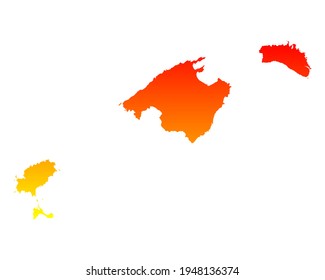 Map of Balearic Islands as vector illustration