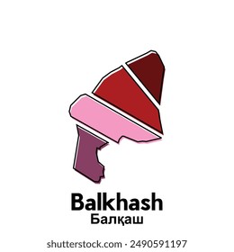 Map of Balkhash City. vector map of the Kazakhstan Country. Vector illustration design template