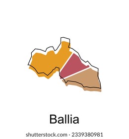 Map of Ballia modern geometric illustration, map of India country vector design template