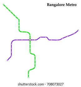 Map of the Bangalore metro, Subway, Template of city transportation scheme for underground road. Vector illustration