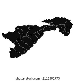 Karte von Banggai Regency, die aus 33 Unterbezirken besteht und Teil von Indonesien ist. geeignet für Plakatdesign, Webdesign, Apps usw.