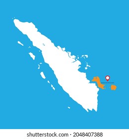 Map of Bangka Belitung in Sumatera Island with location icon