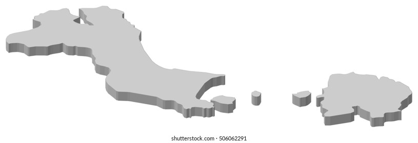 Map - Bangka-Belitung Islands (Indonesia) - 3D-Illustration