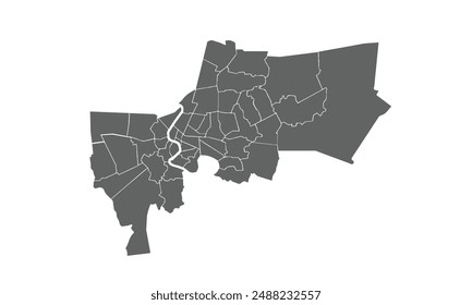 Mapa de Bangkok aislado sobre fondo blanco. para diseños de Sitio web, fondo, educación, preciso, personalizable, Viajes por todo el mundo, mapa silueta de fondo, geografía de la tierra, política, informes