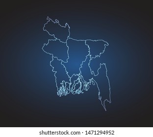 Map of Bangladesh - Abstract mash line and point scales on circuit dark background. symbol for your web site design map logo, app, ui,Travel. Vector illustration eps 10.