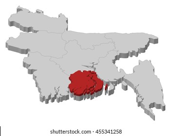 Map - Bangladesh, Barisal - 3D-Illustration