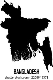 Map of bangladesh country  in  black.  With the description of the name of the country " BANGLADESH".