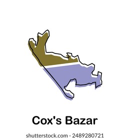 Map Bangladesh Country With City of Cox's Bazar, geometric outline modern design template element