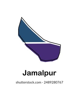 Map Bangladesh Country With City of Jamalpur, geometric outline modern design template element