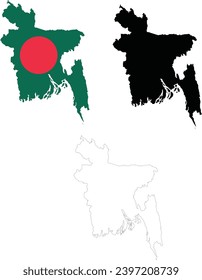 Map of Bangladesh. Bangladesh Map. Flag of Bangladesh maps territory. Outline map Bangladesh. flat style.