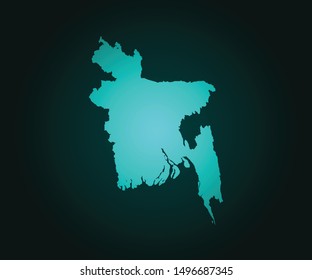 Map of Bangladesh green vector isolated on dark background. High detailed green vector map, Bangladesh symbol for your web site design map - Vector illustration eps 10.
