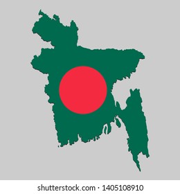 Map of Bangladesh with national flag. Vector Illustration