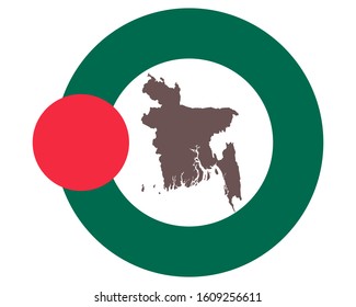 Map of Bangladesh on background with flag