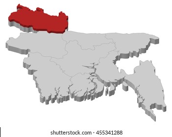 Map - Bangladesh, Rangpur - 3D-Illustration