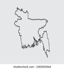 Map of Bangladesh with shadow on gray background.eps10