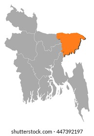 Map - Bangladesh, Sylhet