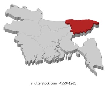 Map - Bangladesh, Sylhet - 3D-Illustration