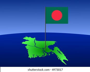 mapa de Bangladesh y su bandera en la ilustración de polo
