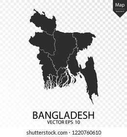 Map of Bangladesh , vector illustration eps 10 on transparent background.