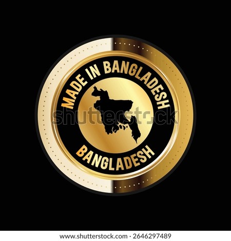 Map of Bangladesh. Vector illustration. Logo, Icon, and Symbol. Bangladesh map gold seal. 