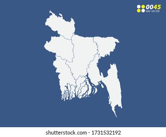 Mapa del vector de Bangladesh en azul