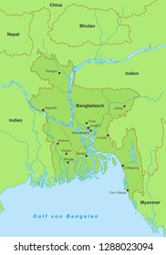 Map of Bangladesh (with german inscription)
