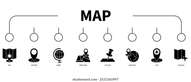 Map banner web icon vector illustration concept